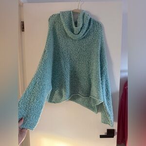 Free People Light Blue Cowl Neck Sweater